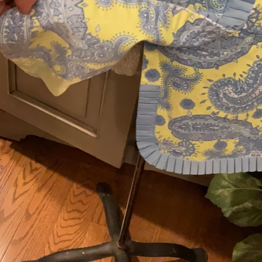 Lilly & Van  Paisley Faux Wrap Skirt - Blue and Chartreuse - Picture 4 of 8